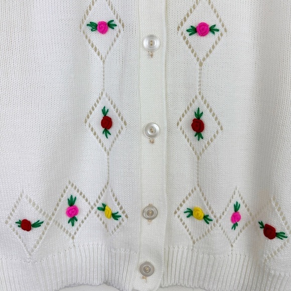 Fully Fashion Vintage Rose Bud Cardigan Sweater - Picture 4 of 7